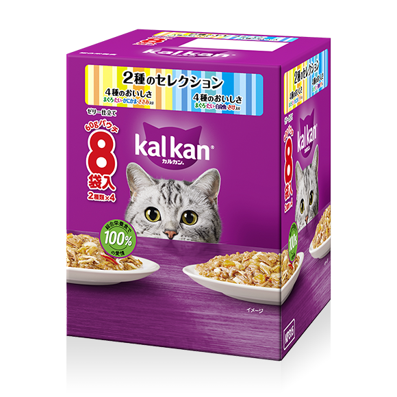  パウチタイプ ゼリー仕立て 2種のセレクション まぐろ・たい・かにかま・ささみ入り　まぐろ・たい・白身魚・さけ入り
