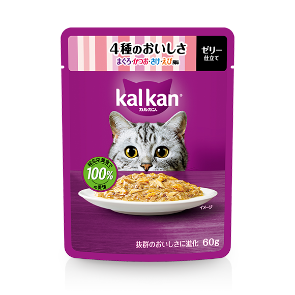  パウチタイプ ゼリー仕立て 4種のおいしさ まぐろ・かつお・さけ・えび風味